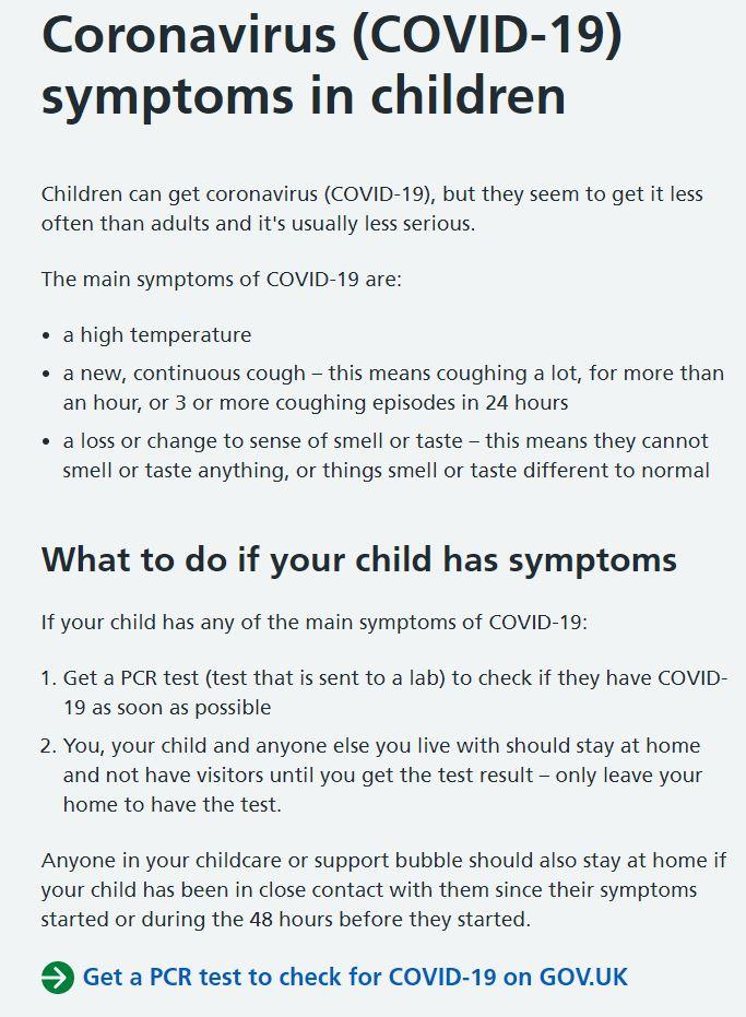 Please remember NOT to bring your child to nursery if you suspect that they may have COVID